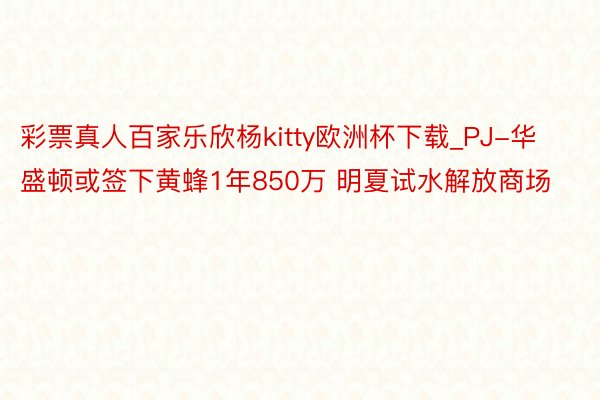 彩票真人百家乐欣杨kitty欧洲杯下载_PJ-华盛顿或签下黄蜂1年850万 明夏试水解放商场
