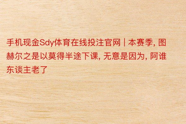 手机现金Sdy体育在线投注官网 | 本赛季, 图赫尔之是以莫得半途下课, 无意是因为, 阿谁东谈主老了