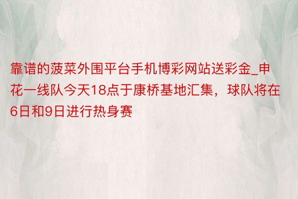 靠谱的菠菜外围平台手机博彩网站送彩金_申花一线队今天18点于康桥基地汇集，球队将在6日和9日进行热身赛