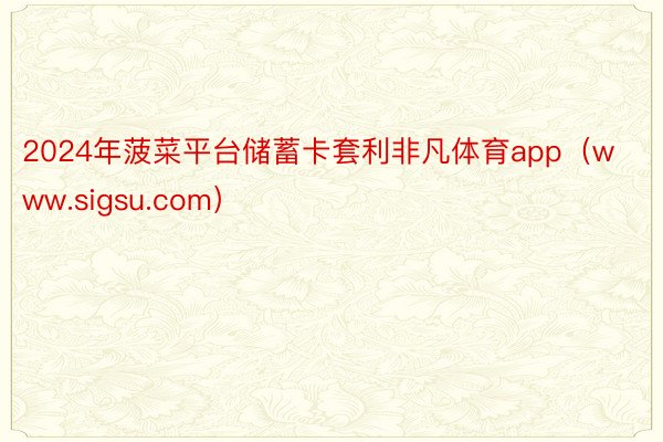 2024年菠菜平台储蓄卡套利非凡体育app（www.sigsu.com）