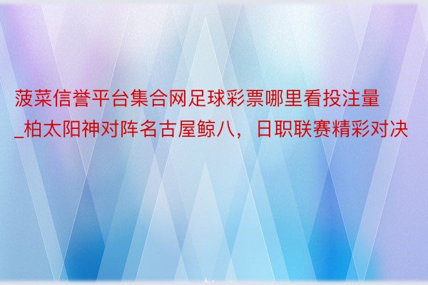 菠菜信誉平台集合网足球彩票哪里看投注量_柏太阳神对阵名古屋鲸八，日职联赛精彩对决