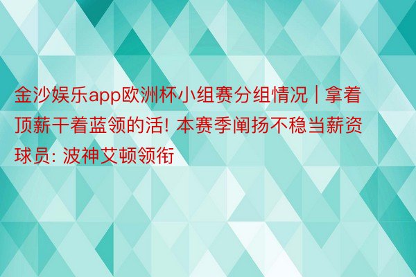金沙娱乐app欧洲杯小组赛分组情况 | 拿着顶薪干着蓝领的活! 本赛季阐扬不稳当薪资球员: 波神艾顿领衔