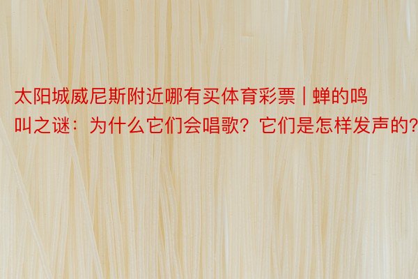 太阳城威尼斯附近哪有买体育彩票 | 蝉的鸣叫之谜：为什么它们会唱歌？它们是怎样发声的？