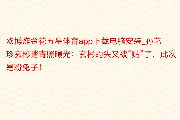 欧博炸金花五星体育app下载电脑安装_孙艺珍玄彬踏青照曝光：玄彬的头又被“贴”了，此次是粉兔子！